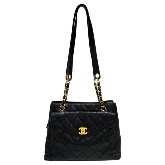 CHANEL Handbags - CHANEL Chanel Matelasse Caviar Skin Leather Genuine Turnlock Chain Semi Shoul...